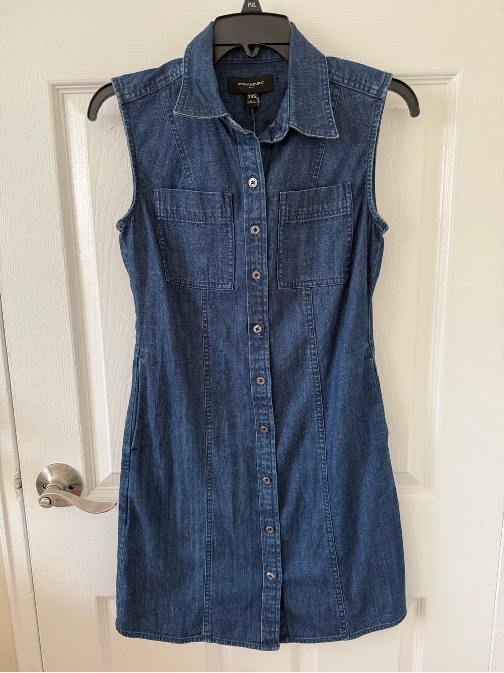 Banana Republic Women's Dark Blue Denim Button Up Dress- XXS